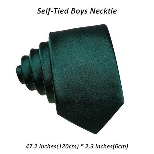 Image of Barry.Wang Boys Ties School Pre-Tied Kids Necktie Handkerchief Clip Set Uniforms Child Ties for 8-14 Years Wedding Party