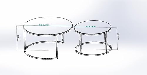 Miniatura 6 de DEKOPRATIK - Juego de mesa de centro redonda Tokio de vidrio ahumado de 2 a 31.5 pulgadas - Moderno juego de mesa central para sala de estar, fácil