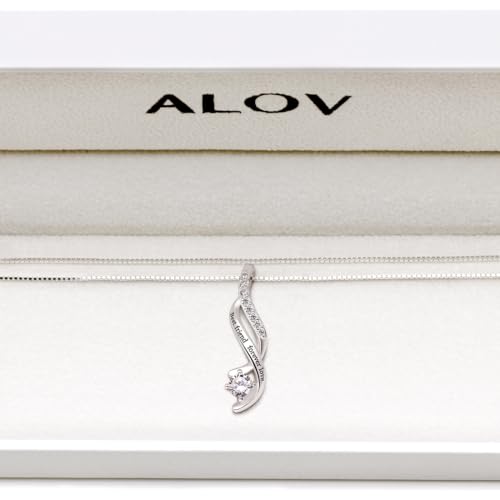 ALOV Jewelry Sterling Silver Best friend forever love Cubic Zirconia Pendant Necklace4