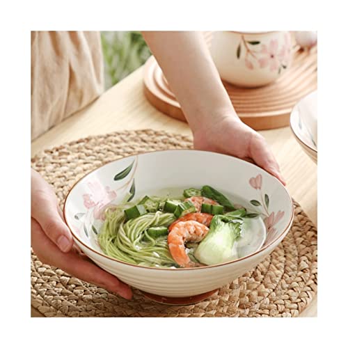 Prachtige kom Ceramic Bowl Nordic Style Servies Huishoudelijke Ramen Kom Magnetron Beschikbaar 8 Inch Wit - Afbeelding 3