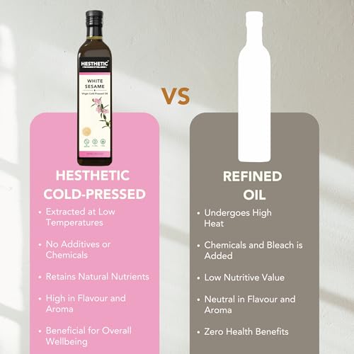 Hesthetic - Edible Cold Pressed White Sesame Seed (Gingelly) Oil | 500ml | Til Ka Tel | Rich in Healthy Fats, Ideal for Cooking, Frying & Salad... - Image 6