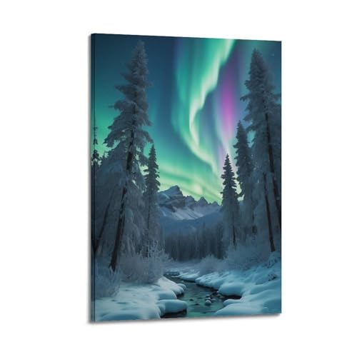 Poster de paysage aurore boréale décoration murale toile JIDUHON 40x60