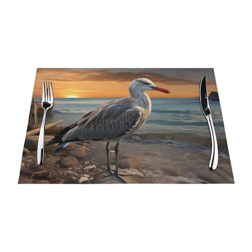 Set de table en vinyle lavable lot de 6 pièces motif mouette dimensions 30x45 cm