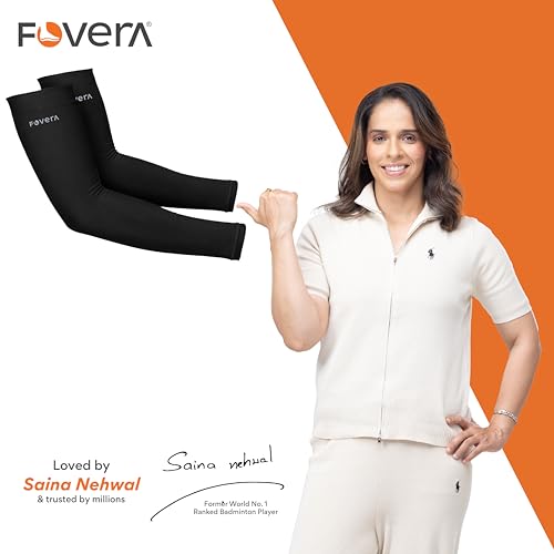 Image of FOVERA UV Sun Protection Arm Sleeves for Men & Women - UPF 50+ Cooling Hand Cover for Biking, Cricket, Driving & Cycling - Seamless Compression Tattoo Cover & Tan Protection Guard