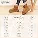 Litfun Suede Platform Mini Boots for Women Genuine Leather Fuzzy Ankle Winter Snow Boots with Fur Lined, Chestnut 39