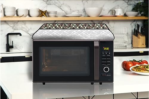 Image of The Furnishing Tree PVC Waterproof Microwave Oven Cover compatible for Whirlpool 20 L Convection Magicook 20BC Luxury Pattern Yellow