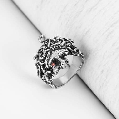 HZMAN Medusa Ring for Men Women Stainless Steel Gothic Punk Gorgon Ring Retro Greek Mythology Medusa Snake Ring Jewelry Gift4