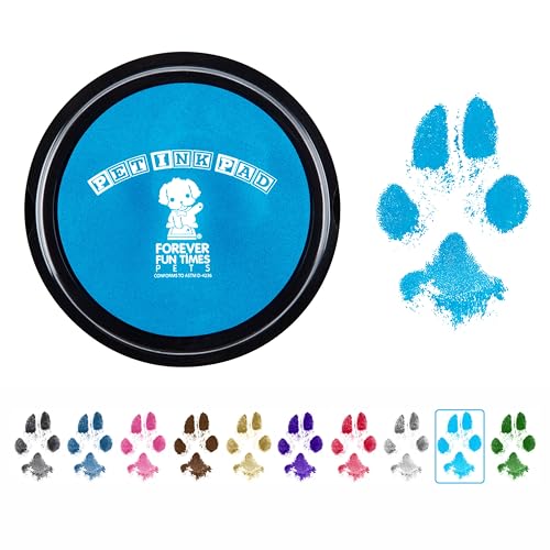 Forever Fun Times Easy-Clean Pet Paw Print Kit | Get Hundreds of Prints from One Low-Cost Paw Print Kit | 100% Safe and Pet-Friendly | No-Mess Paw Print Pad with a Choice of THREE (Big Light Blue)