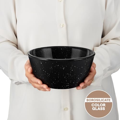 Image of Borosil 1.5 L Serving & Mixing Bowl | Made in India Borosilicate Glass Bowl for Kitchen & Dinning | Bowl for Mixing Dough, Salad, Batter | Microwave & Dishwasher Safe (Pebble Black)