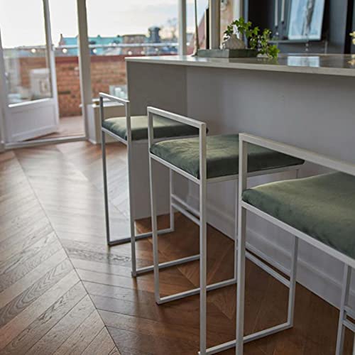 Tabourets de bar vert velours dossier ergonomique repose-pieds cuisine - 4