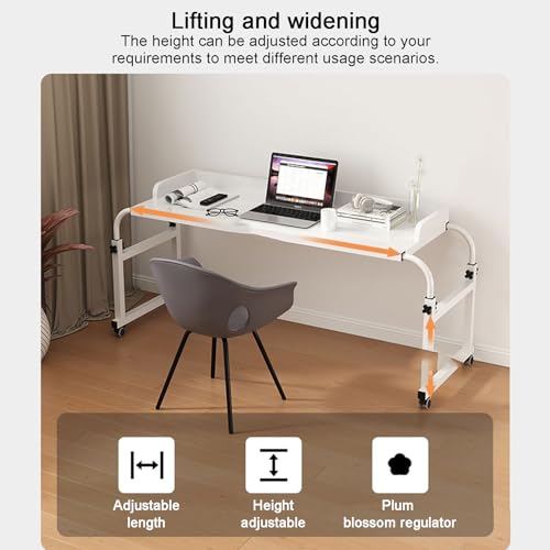 Table de lit croisée polyvalente et bureau mobile à roulettes
