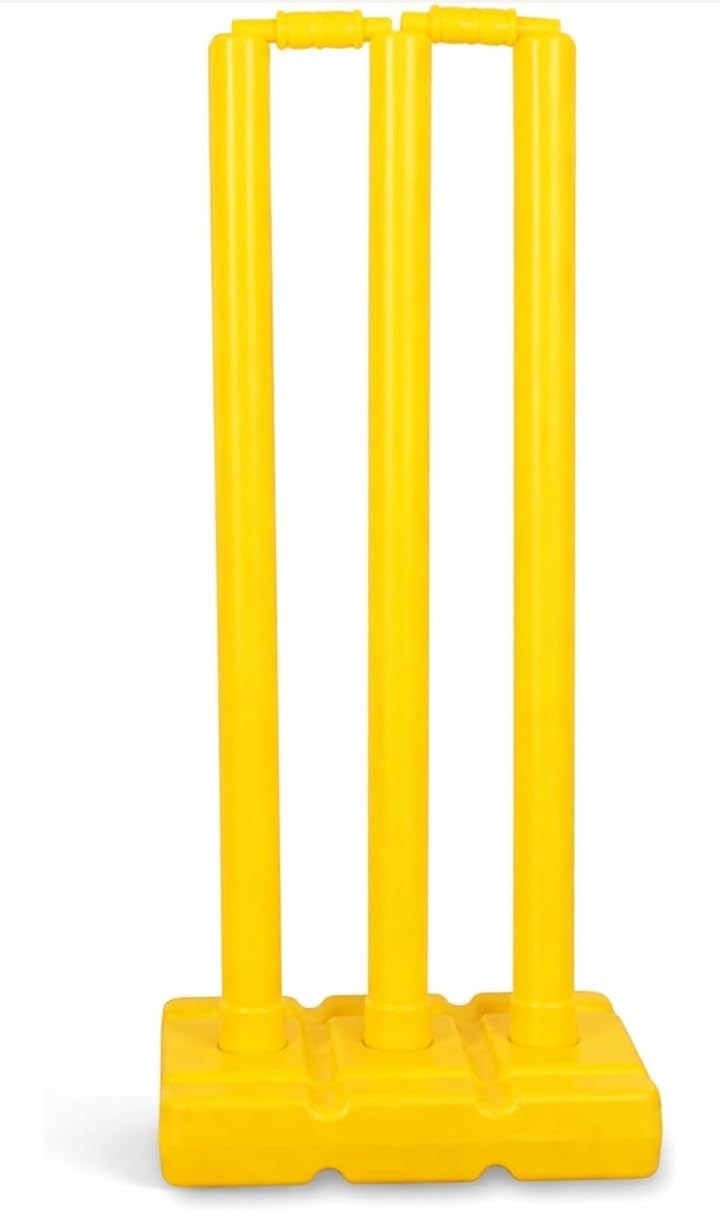 Plastic Cricket Wicket Set with Bails and Base, Yellow, for Kids Outdoor Play-image-43