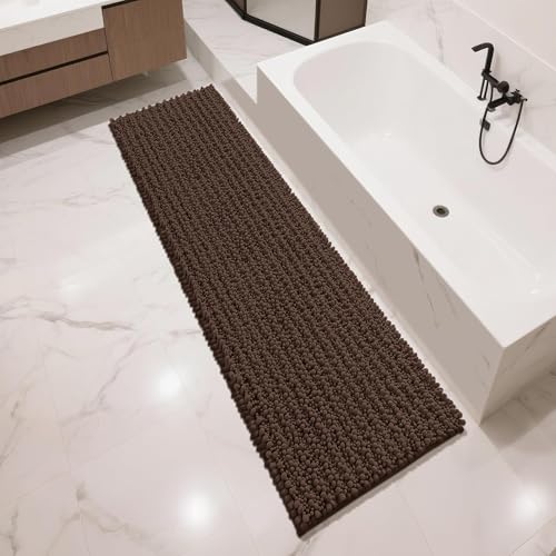 Yimobra Bathroom Runner Rug 70x24 Inch - Extra Long Non Slip Chenille Bath Mat, Soft & Absorbent, Machine Washable Shaggy Hallway Carpet for Vanity Tub Shower, Brown Home Decor Accessories by Yimobra - Image 7
