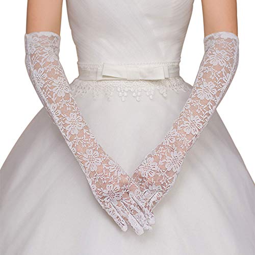 Deceny Cb CB-LLGL-W Floral Lace Gloves For Women Long Wedding Gloves Elbow Length Gloves  cover
