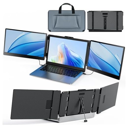 Portable Monitor, Laptop Screen Extender Kwumsy S2 Triple Laptop Monitor Extender Ultra Slim 14" 1080P FHD IPS Portable Monitor for Laptop with Stand Compatible with Mac Windows Linux Switch PS4/5
