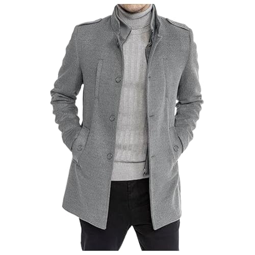 Image of Generisch Men's Wool Jacket, 2-in-1 Medieval Wool Coat, Oversized Zip, Winter Jacket, Stand-Up Collar, Plain Trench Coat, Thermal Winter Coat, Wool, Slim Fit, Peacoat, Business, Leisure, Pea Coat