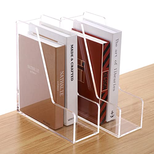 Sanrui Magazine File Holder Desk Organizer Clear Acrylic Vertical File Organizer For Office Home 2-Pack #TOP7