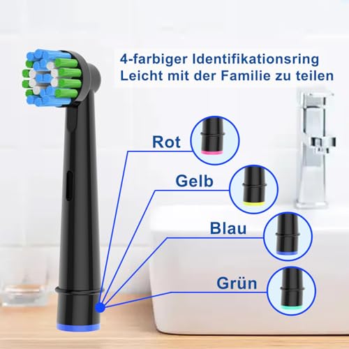 16 Stück Precision Clean Aufsteckbürsten Kompatibel mit Oral B Elektrische Zahnbürsten, Schwarz 5