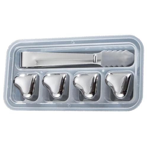 Glaçons en acier inoxydable – Glaçons réutilisables en acier inoxydable | Pierre à whisky en métal, 4/6/8 en forme de cœur, pierre de refroidissement réutilisable pour boissons, refroidisseur de vin