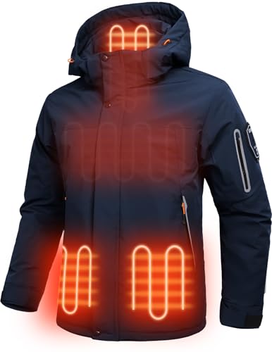 Men's Heated Jacket Winter Waterproof Ski Jacket Insulated Windproof Outdoor Heated Coat Mountain Windbreaker