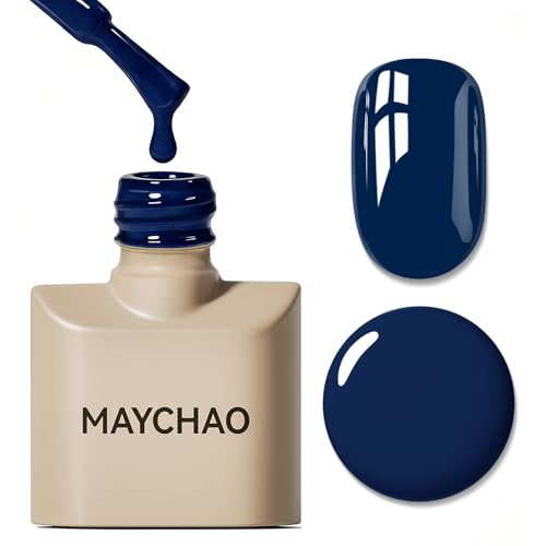 Image of MAYCHAO 15ML Blue Gel Nail Polish 1Pc Navy Blue Gel Polish Soak Off UV LED Nail Polish Nail Art Starter Manicure Salon DIY at Home, 0.5 OZ