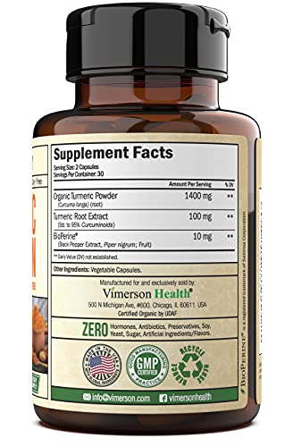 Vimerson Health Men's Multivitamin + Organic Turmeric With Bioperine Bundle. Immune And Digestive Systems Support, Healthy Joints And Cartilage, Body Discomfort Relief, Antioxidant Properties #TOP2