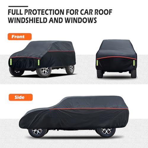 Image of Hail Protector Car Cover, Waterproof Thickened EVA Car Cover for Jeep Wrangler 4 Door 2006-2025 JK JL Outdoor Waterproof Sun Rain Snow Hail Protection with Driver Door Zipper