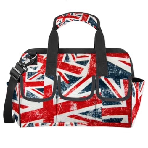 UK Union Jack Werkzeugtasche mit UK-Flagge, multifunktionaler Werkzeug-Organizer, Handtasche, Elektriker, Handwerker, mit Schultergurt, Tragetasche, Werkzeugtaschen für Werkzeuge, Kleinteile