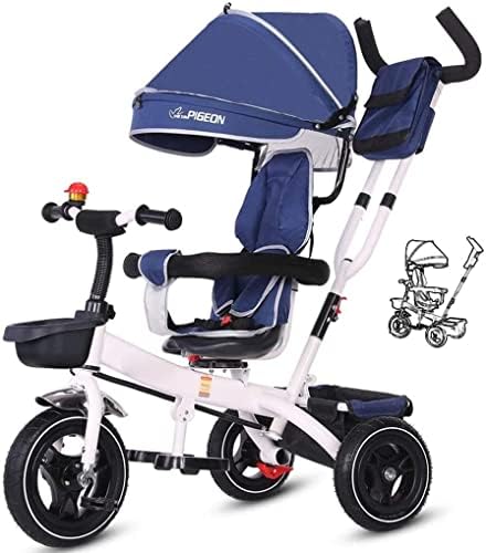 NUBAO Stroller Wagon Tricycle Trike Children’s Tricycle, Kids’ Trikes Bicycle Trolley Bicycle Awning Reversible Folding Pedal Multi-Function 1-3-6 Year Old (Color : Red) Over 1 Year Old Girl Gifts
