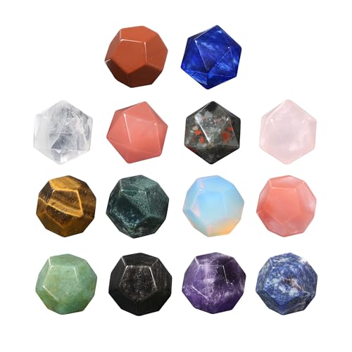 Justinstones Geometry Crystals Dodecahedron Icosahedron –10pcs Randomly Natural Healing Gemstones Jewelry Set – Energy Work, Meditation, Chakra Balancing & Decor