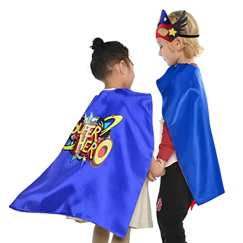 D.q.z Superhero Cape And Mask For Kids, Children Super Hero Cape, Boys Girls Halloween Dress Up Birthday Party Gifts (Blue-Red) #TOP3