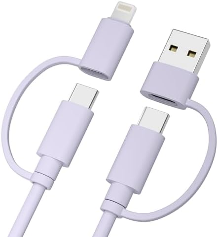 Elebase for iPhone Charging Cable,4 in 1 Charging Cable 3.3FT,60W Multi Charger Cord with USB A/Lightning Adapter for New Apple 17 16 15 14 Pro Max Plus,Samsung Galaxy S25 S24 Ultra Plus,Z Flip Fold