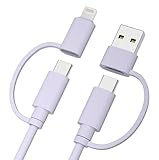 Elebase iPhone Air Cavo Ricarica Rapida,60W Multiplo Multi 4-in-1 USB C Cavetto Caricatore 1M con Lightning/USB A Adattatore per Apple 17 16 15 14 13 12 Xr Xs Plus Mini,Samsung Galaxy Z Flip Fold 7 6