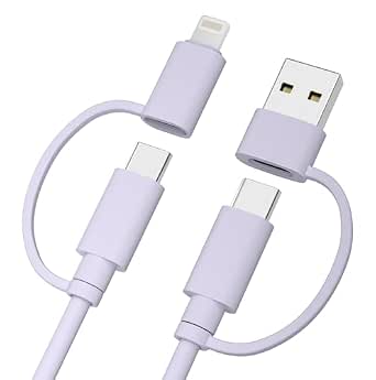Elebase for iPhone Charging Cable,4 in 1 Charging Cable 3.3FT,60W Multi Charger Cord with USB A/Lightning Adapter for New Apple 17 16 15 14 Pro Max Plus,Samsung Galaxy S25 S24 Ultra Plus,Z Flip Fold
