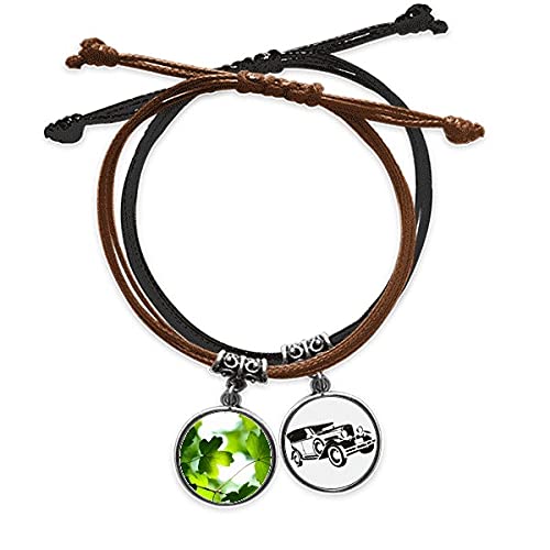 Plante à feuilles photo nature bracelet corde pour homme et femme adepte de bijoux cuir