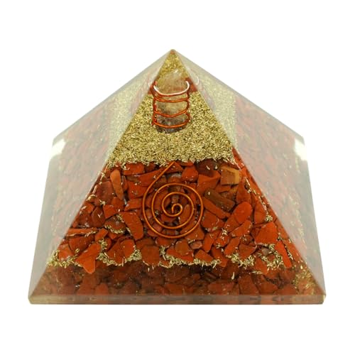 Image of Red Jasper Crystal Pyramid |Size-2Inch Approx | Large Healing Pyramid for Grounding, Energy Cleansing, and Emotional Stability|Spiritual Decor for Home and Office|