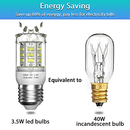 Bonlux Led Refrigerator Light Bulb 3.5W 40 Watt Equivalent Appliance Light Bulb Refrigerator E26 Led Bulb Daylight White 6000K Freezer Fridge Light Bulb Ac85-265V, 2 Pack #TOP3