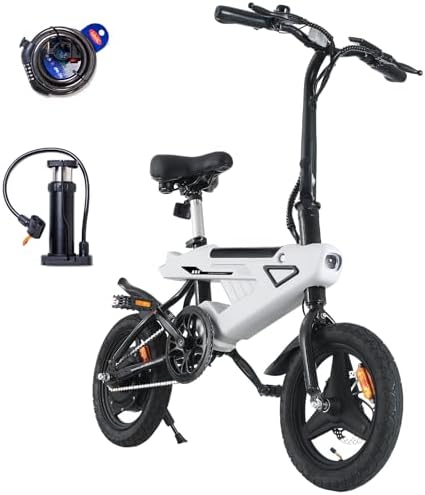 Bicicleta eléctrica plegable de 14", eBike con motor de 250W de alta velocidad, batería de iones de litio 36V-6.4AH, pan...