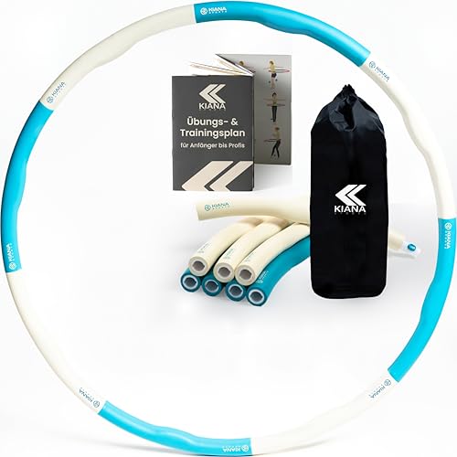 KIANA SPORTS® Hula Hoop Reifen Erwachsene [1,2 & 1,5 kg] – mit Tasche & Übungsplan – Fitnessreifen zum Abnehmen – Gymnastikreifen mit Wellen – Entwicklung in Deutschland