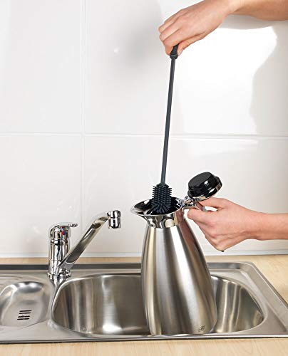 Foto von WENKO Silikon Flaschenbürste Sia, Lange Reinigungsbürste mit kleinem Bürstenkopf aus Silikon, zum Spülen von Flaschen, Karaffen und Thermoskannen mit schmaler Öffnung, Ø 3,5 x 38 cm, Grau