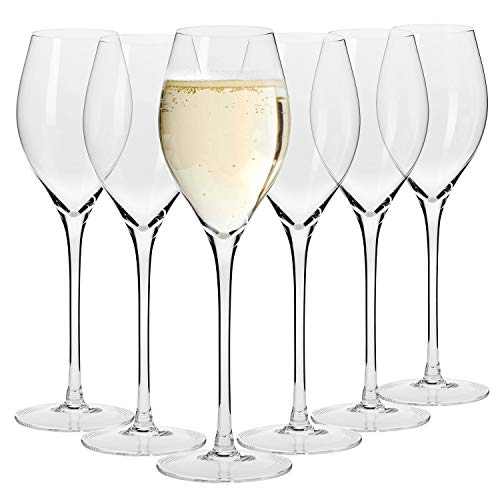 Krosno Champagnergläser Prosecco-Gläser| Set von 6 | 280 ML | Harmony Kollektion | Sektgläser Sektflöten | Perfekt für zu Hause, Restaurants und Partys | Spülmaschinenfest