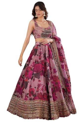 OQQTOO indian ready to wear lehenga choli for women's pakistani flared party night with stitched blouse-355 (A, 44)