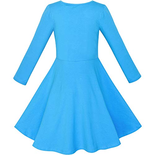 Sunny Fashion Girls Dress Cotton Blue Unicorn Sequin Long Sleeve Casual Size 43