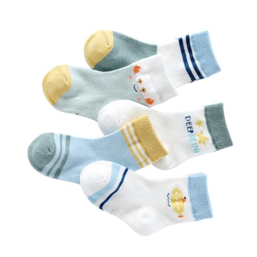5pair Breathable Socks Summer Cotton Mesh Socks for Boy Girl Durable Mid-calf for Sneakers and Casual Wear Years