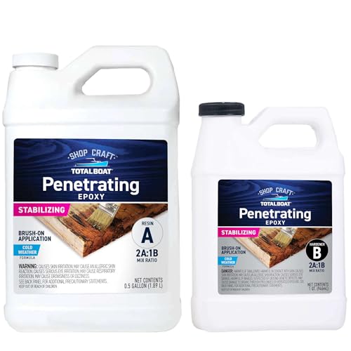 TotalBoat Clear Penetrating Epoxy Wood Sealer Stabilizer for Rot Repair and Restoration (0.75 Gallon, Cold Weather)
