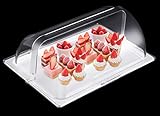 Food Serving Display Tray with Clear Roll Top Cover Reusable Platter Cake Pastry Dessert Display Tra