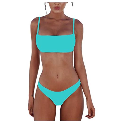 Meioro Conjuntos de Bikinis para Mujer Push Up Bikini Traje de baño de Tanga de Cintura Baja Trajes de baño Adecuado Viajes Playa La Natacion (L, Azul)