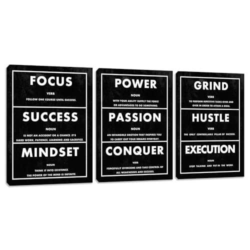 Dipinti su tela motivazionali, 3 pezzi, decorazione da parete motivazionale per ufficio, decorazione da parete con citazioni di trambusto, decorazione da parete per soggiorno, camera da letto,