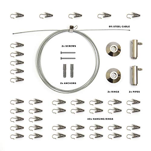 Picture Hanging Wire With Clips | Art Hanger For Kids | Hang Childrens Artwork | Art Hanging Kit | Photo Cable System Hanger Line Metal // by Willow And Eva