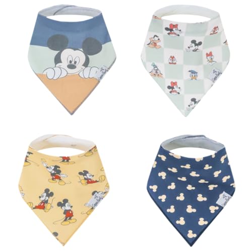Image of Copper Pearl Baby Bandana Drool Bibs for Drooling and Teething 4 Pack Gift Set Mickey Mouse & Friends